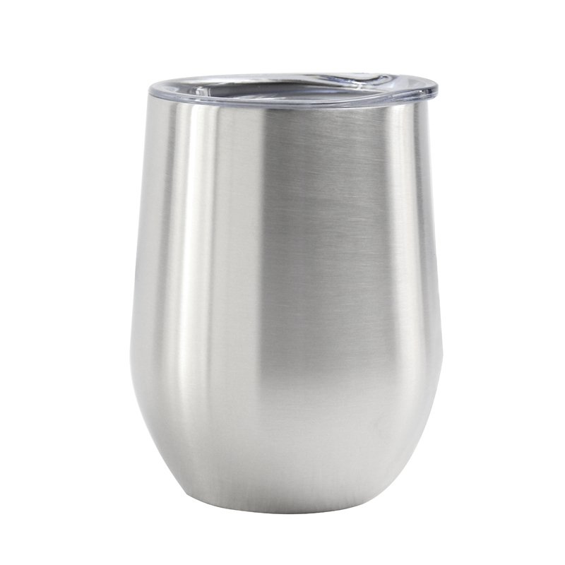 Custom Wine Tumbler - 12oz Stainless Steel Vacuum Insulated  Silver 1
